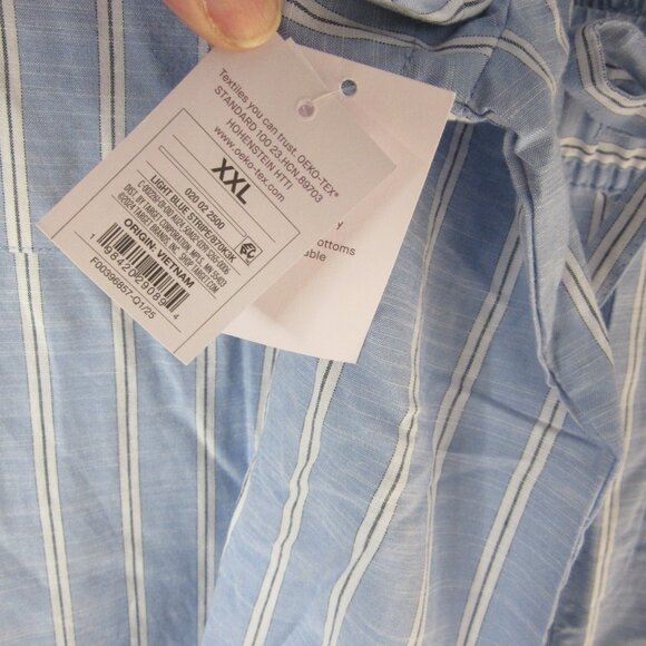 Auden Pajama Set Blue White Striped Shorts Button Down Short Sleeve Size XXL NWT - Picture 10 of 14